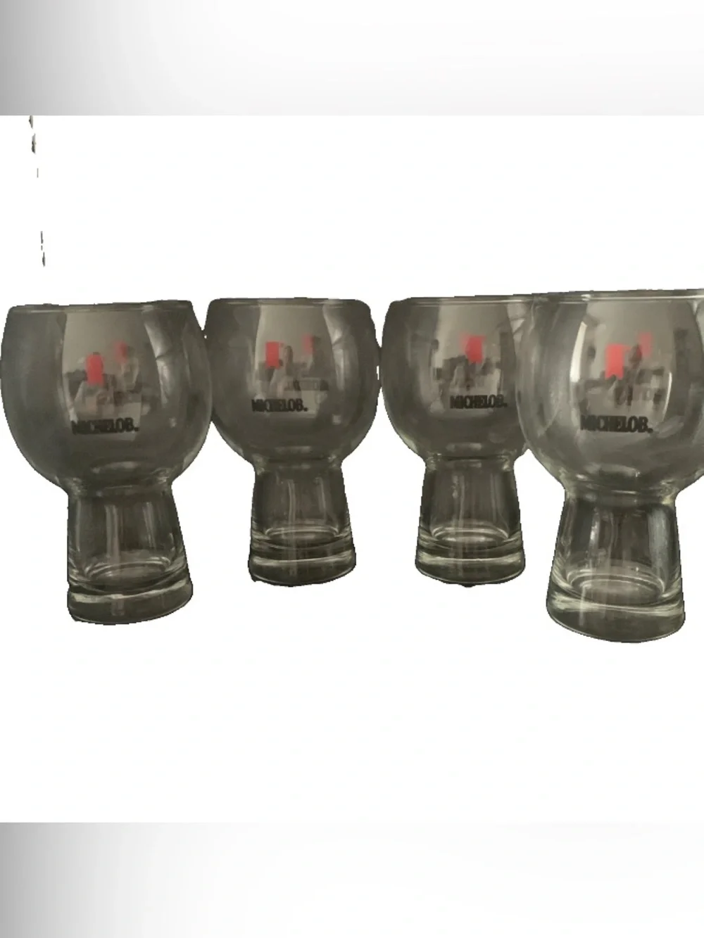 Vintage Michelob Globe Goblet Pub Style Beer Glass Lot of 4 Classic Americana